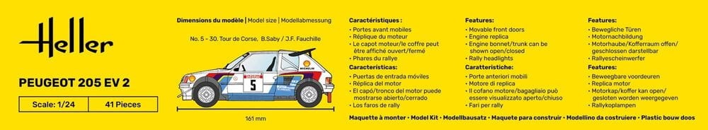 Zdjęcie dodatkowe produktu Peugeot 205 EV 2 1:24 Heller 56716 STARTER KIT