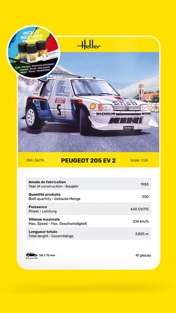 Zdjęcie dodatkowe produktu Peugeot 205 EV 2 1:24 Heller 56716 STARTER KIT