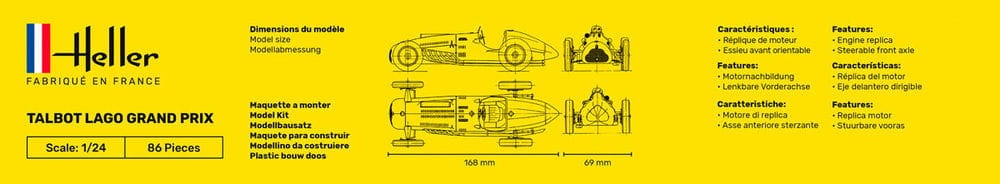 Zdjęcie dodatkowe produktu Talbot Lago Grand Prix 1:24 Heller 56721 STARTER KIT