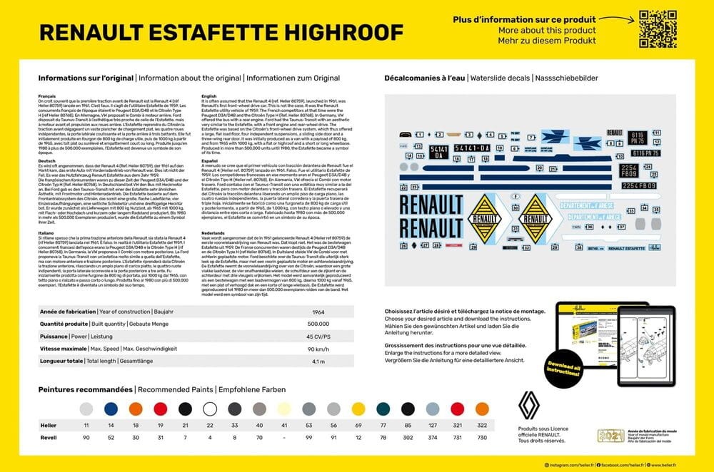 Zdjęcie dodatkowe produktu Estafette Highroof 1:24 Heller 56740 STARTER KIT