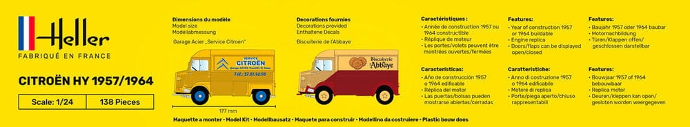 Zdjęcie dodatkowe produktu Citroen Type H 2 decorations 1:24 Heller 56744 STARTER KIT