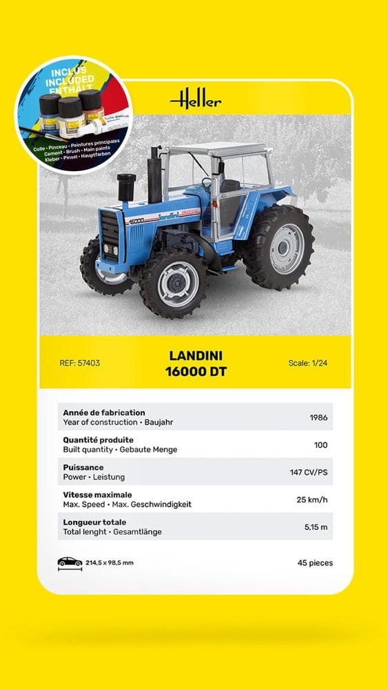 Zdjęcie dodatkowe produktu Landini 16000 DT 1:24 Heller 57403 STARTER KIT