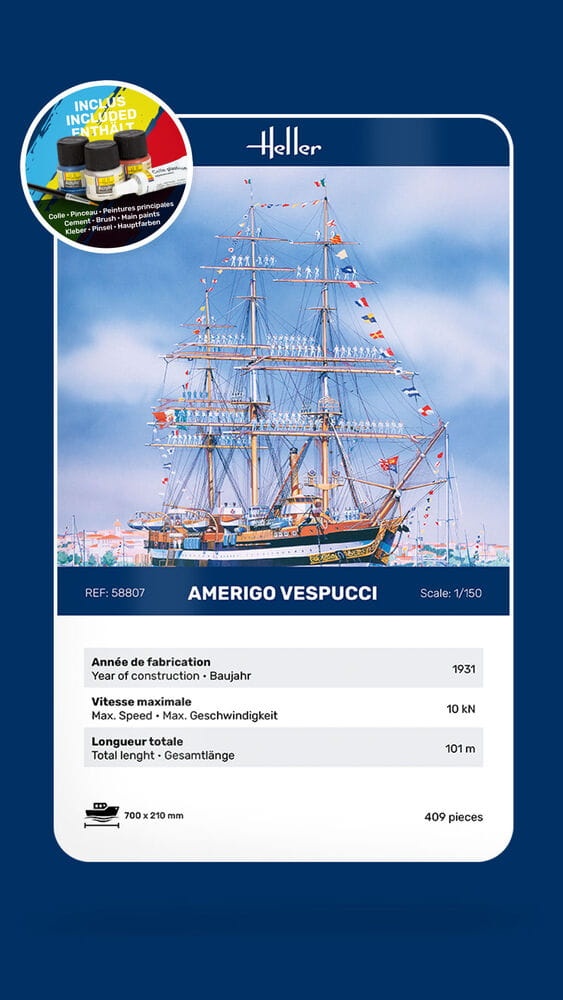 Zdjęcie dodatkowe produktu Amerigo Vespucci 1:150 Heller 58807 STARTER KIT