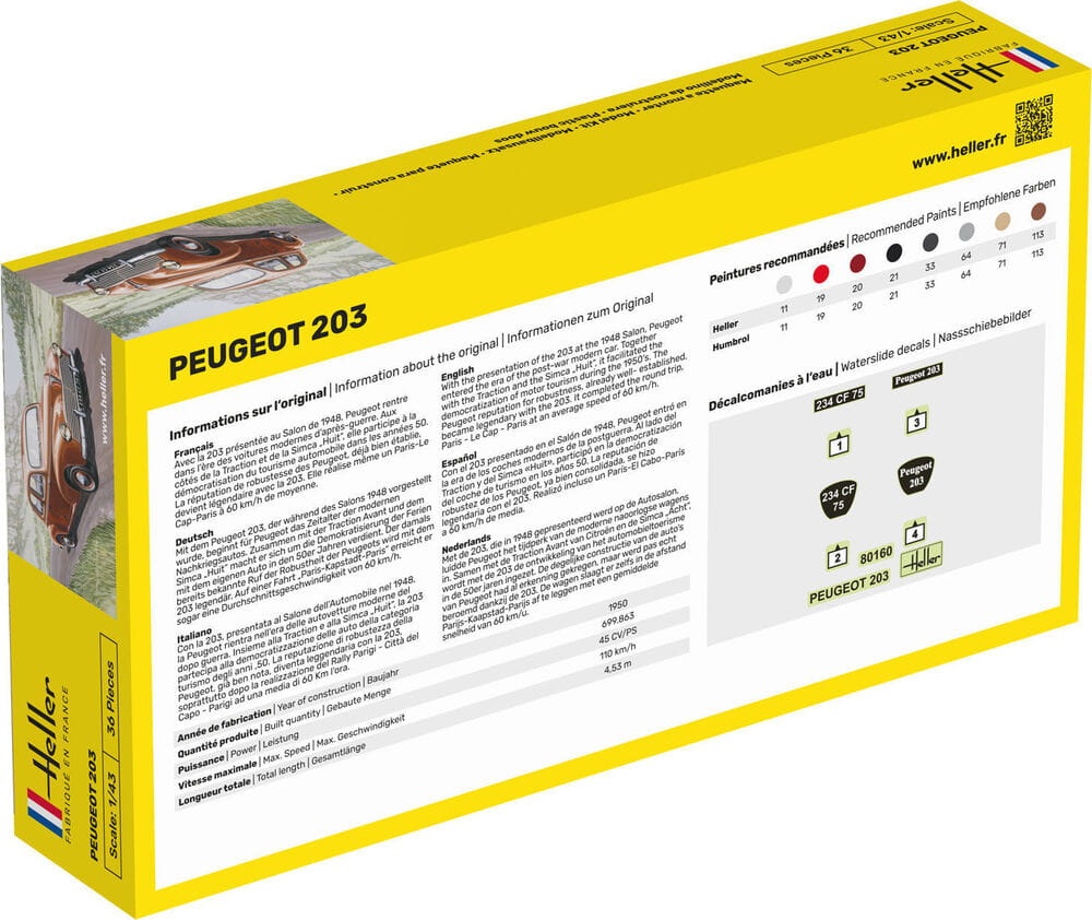 Zdjęcie dodatkowe produktu Peugeot 203 1:43 Heller 80160