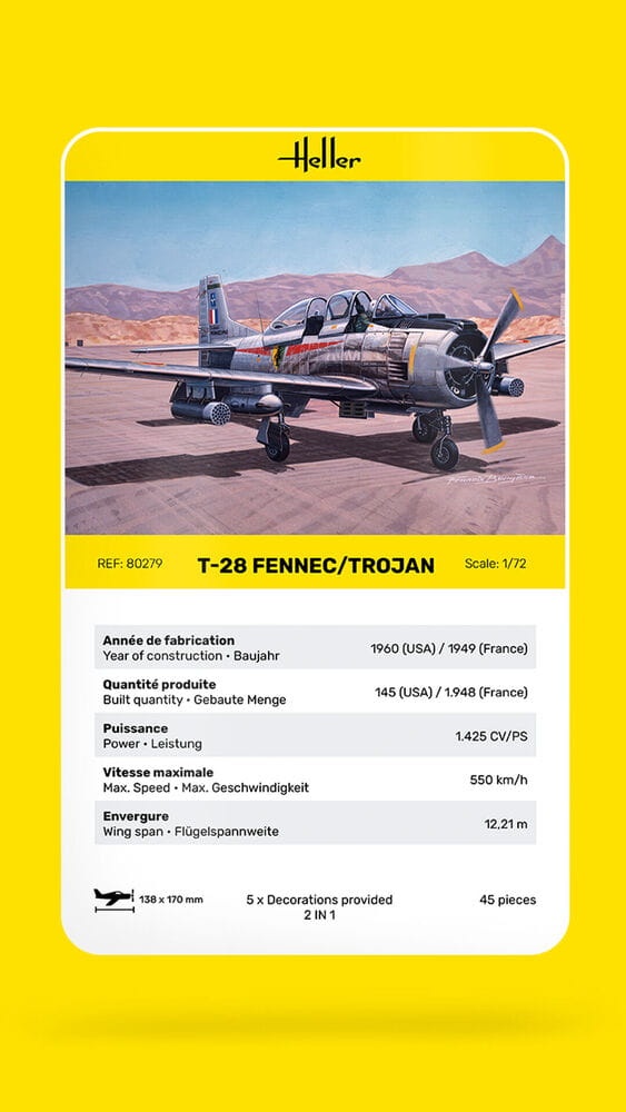 Zdjęcie dodatkowe produktu T-28 FENNEC /TROJAN 1:72 Heller 80279