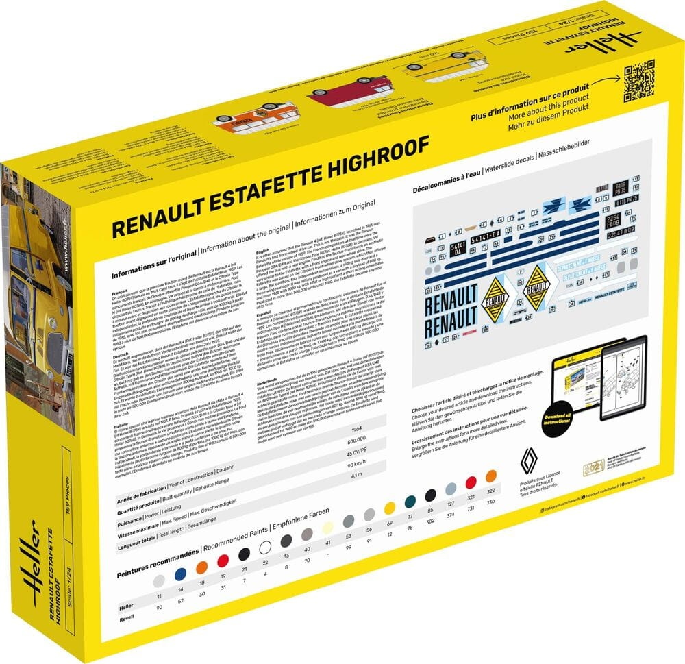 Zdjęcie dodatkowe produktu Renault Estafette Highroof 1:24 Heller 80740