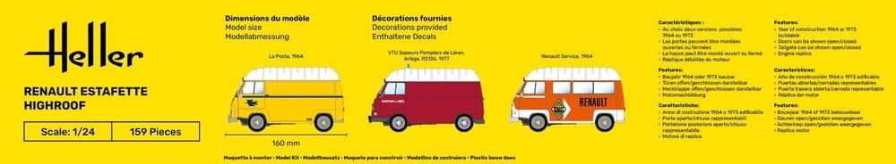 Zdjęcie dodatkowe produktu Renault Estafette Highroof 1:24 Heller 80740