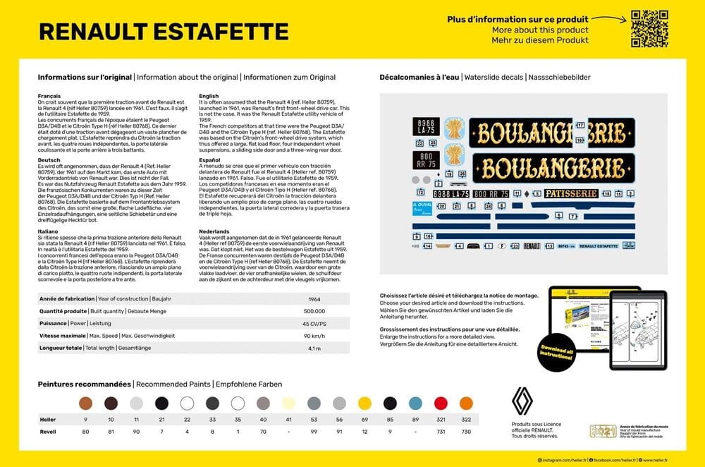 Zdjęcie dodatkowe produktu Renault Estafette New Mould 1:24 Heller 80743