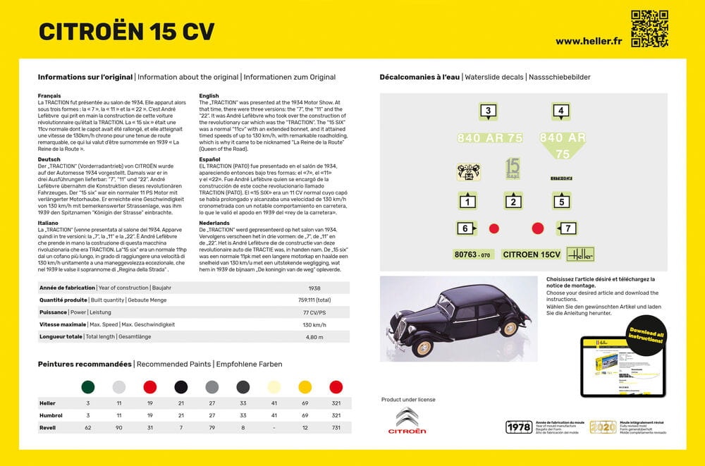 Zdjęcie dodatkowe produktu Citroen 15 CV 1:24 Heller 80763