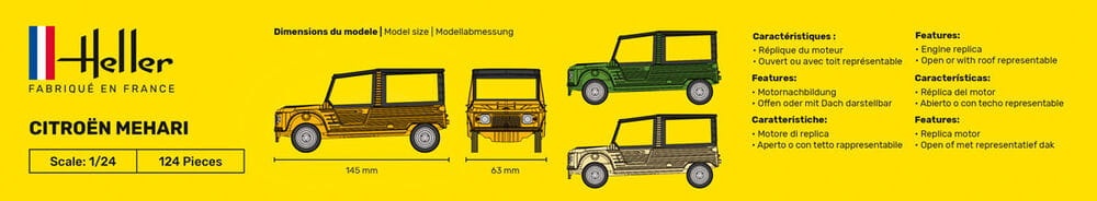 Zdjęcie dodatkowe produktu Citroen Mehari (Version 1) 1:24 Heller 56760 STARTER KIT