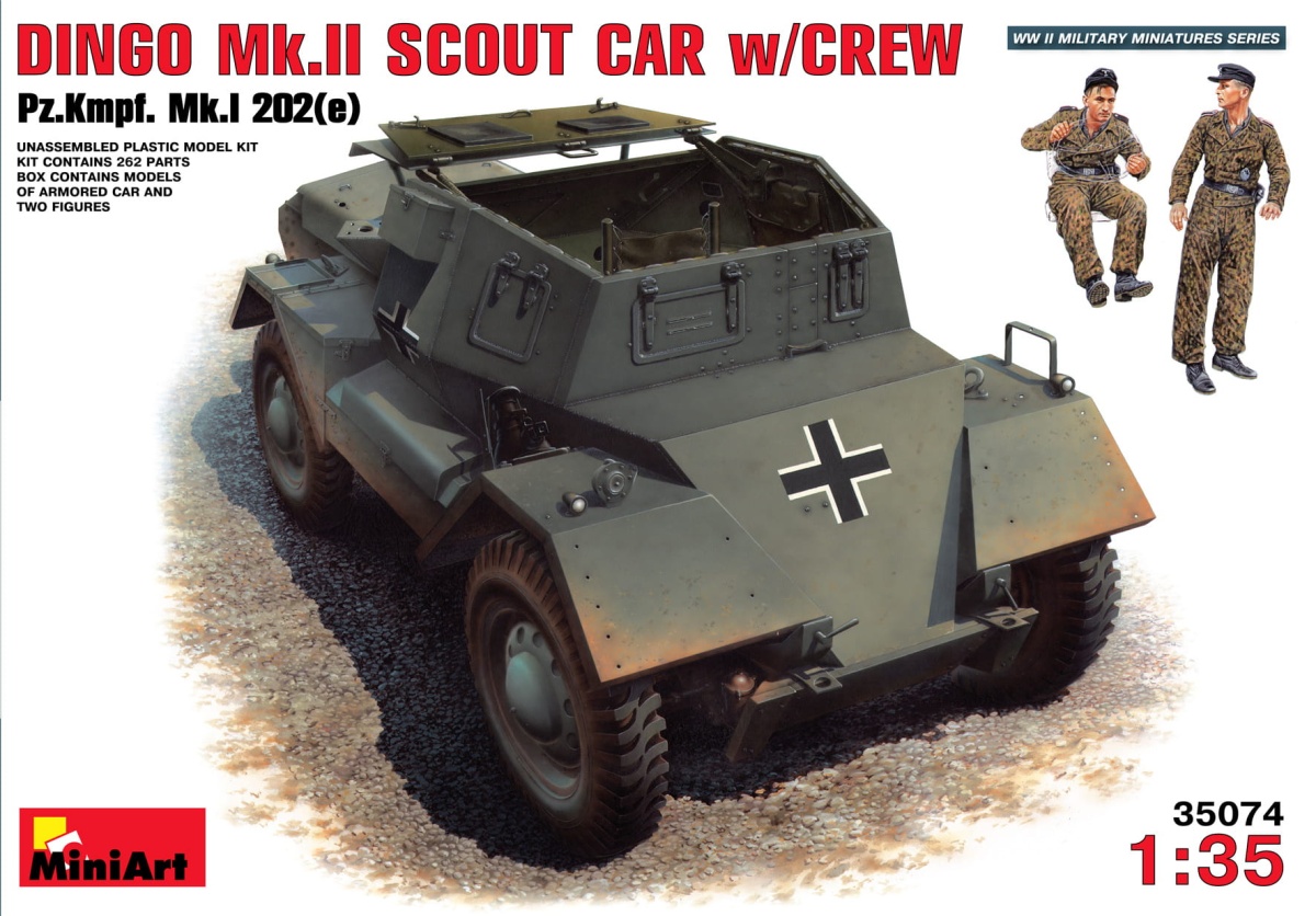 Zdjęcie główne produktu Dingo Mk.ii Scout Car W/crew Pz.kmpf. Mk.i 202(e) 1:35 MiniArt 35074