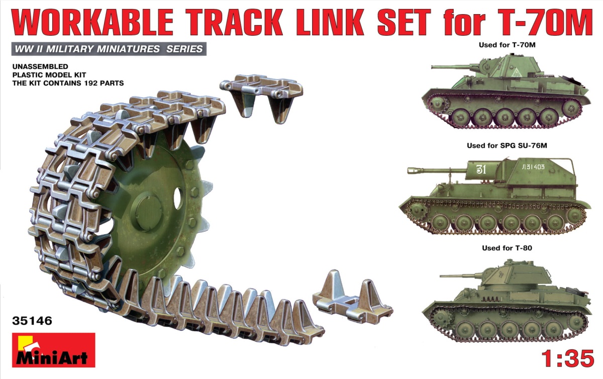 Zdjęcie główne produktu Workable Track Link Set For T-70 1:35 MiniArt 35146