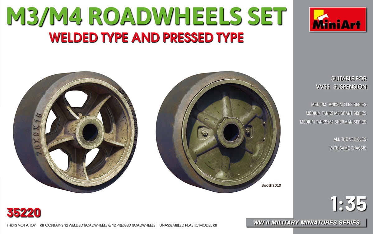 Zdjęcie główne produktu M3/M4 Roadwheels Set. Welded Type And Pressed Type 1:35 MiniArt 35220