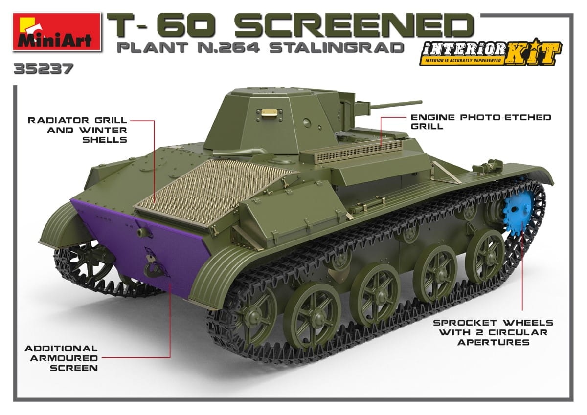 Zdjęcie dodatkowe produktu T-60 Screened (plant No.264 Stalingrad) Interior Kit 1:35 MiniArt 35237