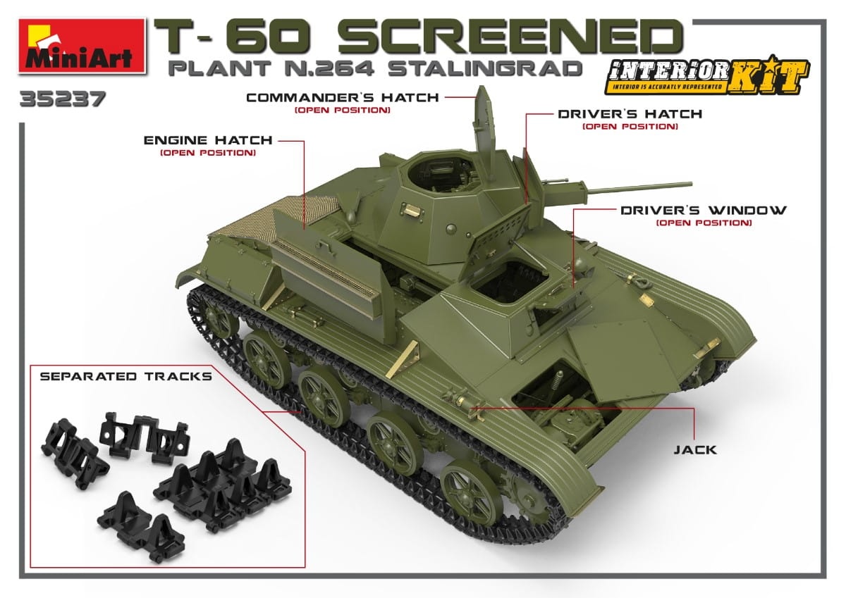 Zdjęcie dodatkowe produktu T-60 Screened (plant No.264 Stalingrad) Interior Kit 1:35 MiniArt 35237