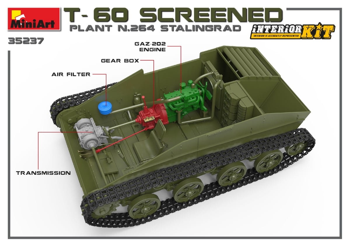 Zdjęcie dodatkowe produktu T-60 Screened (plant No.264 Stalingrad) Interior Kit 1:35 MiniArt 35237