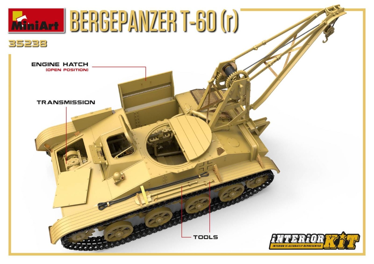 Zdjęcie dodatkowe produktu Bergepanzer T-60 ( R ) Interior Kit 1:35 MiniArt 35238