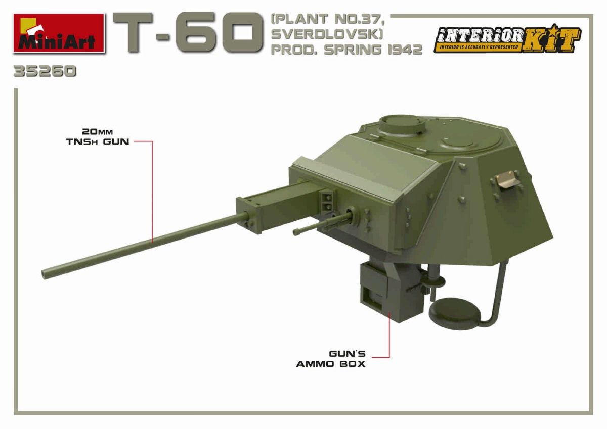 Zdjęcie dodatkowe produktu T-60 Plant N.37, Sverdlovsk Prod. Spring 1942. Interior Kit 1:35 MiniArt 35260