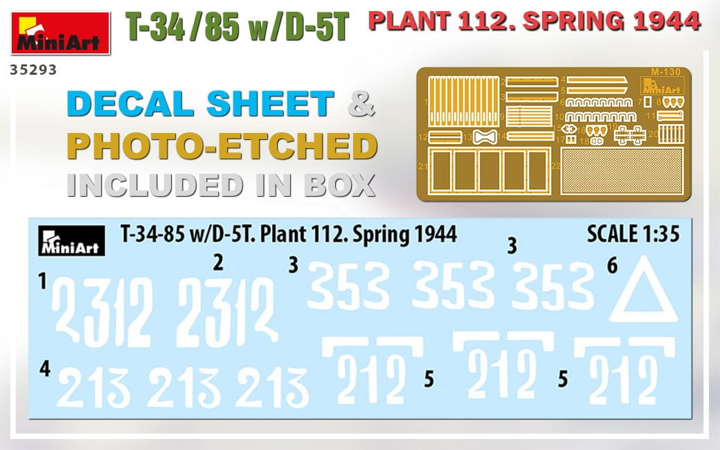 Zdjęcie dodatkowe produktu T-34/85 W/d-5t Plant 112. Spring 1944 1:35 MiniArt 35293