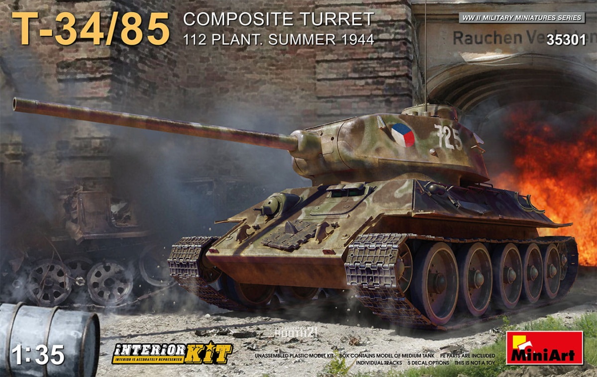 Zdjęcie główne produktu T-34/85 Composite Turret. 112 Plant. Summer 1944 Interior Kit 1:35 MiniArt 35301