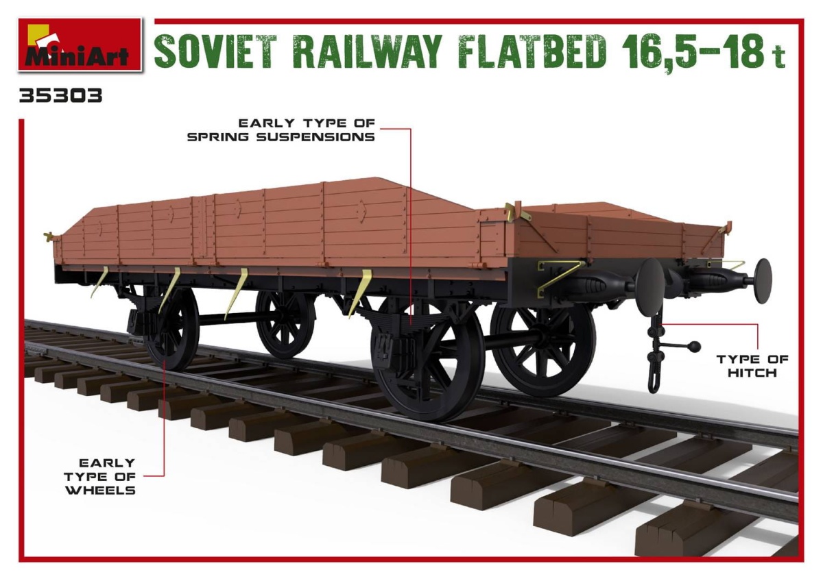 Zdjęcie dodatkowe produktu Soviet Railway Flatbed 16,5-18t 1:35 MiniArt 35303