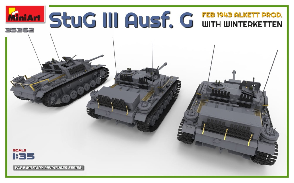 Zdjęcie dodatkowe produktu Stug Iii Ausf. G Feb 1943 Alkett Prod. With Winterketten 1:35 MiniArt 35362