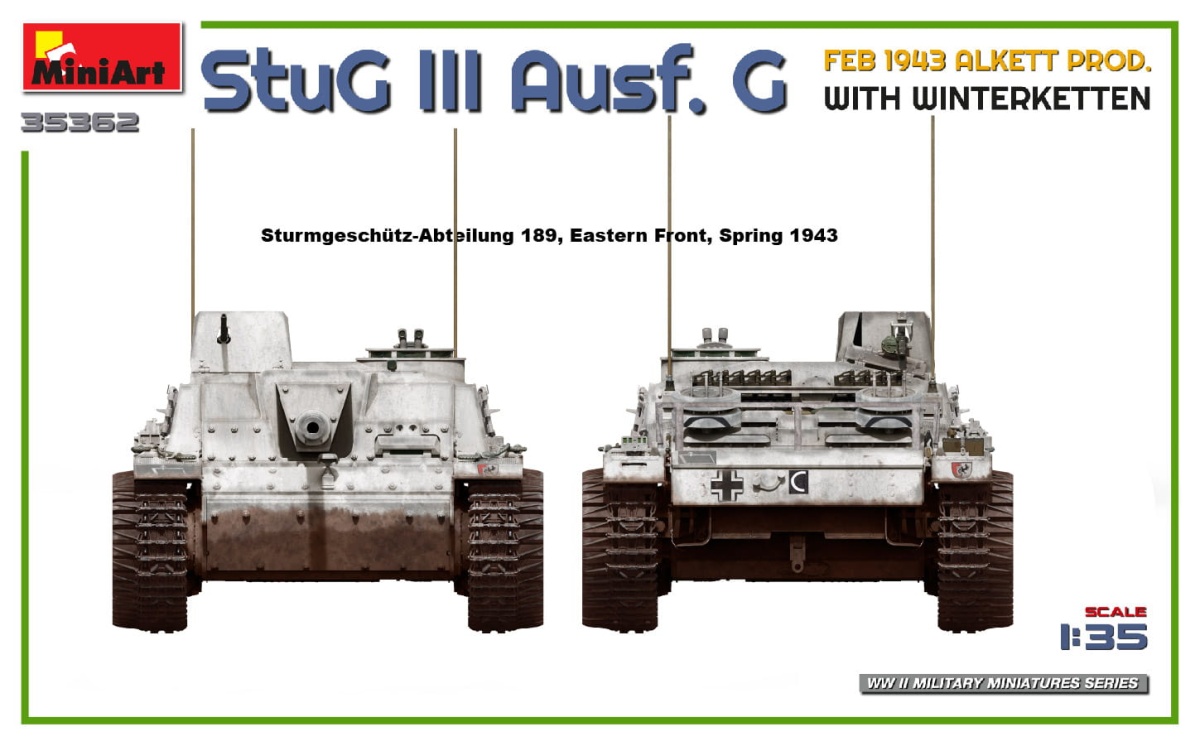 Zdjęcie dodatkowe produktu Stug Iii Ausf. G Feb 1943 Alkett Prod. With Winterketten 1:35 MiniArt 35362