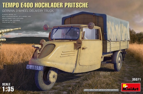Tempo E400 Hochlader Pritsche. German 3-wheel Delivery Truck 1:35 MiniArt 35371