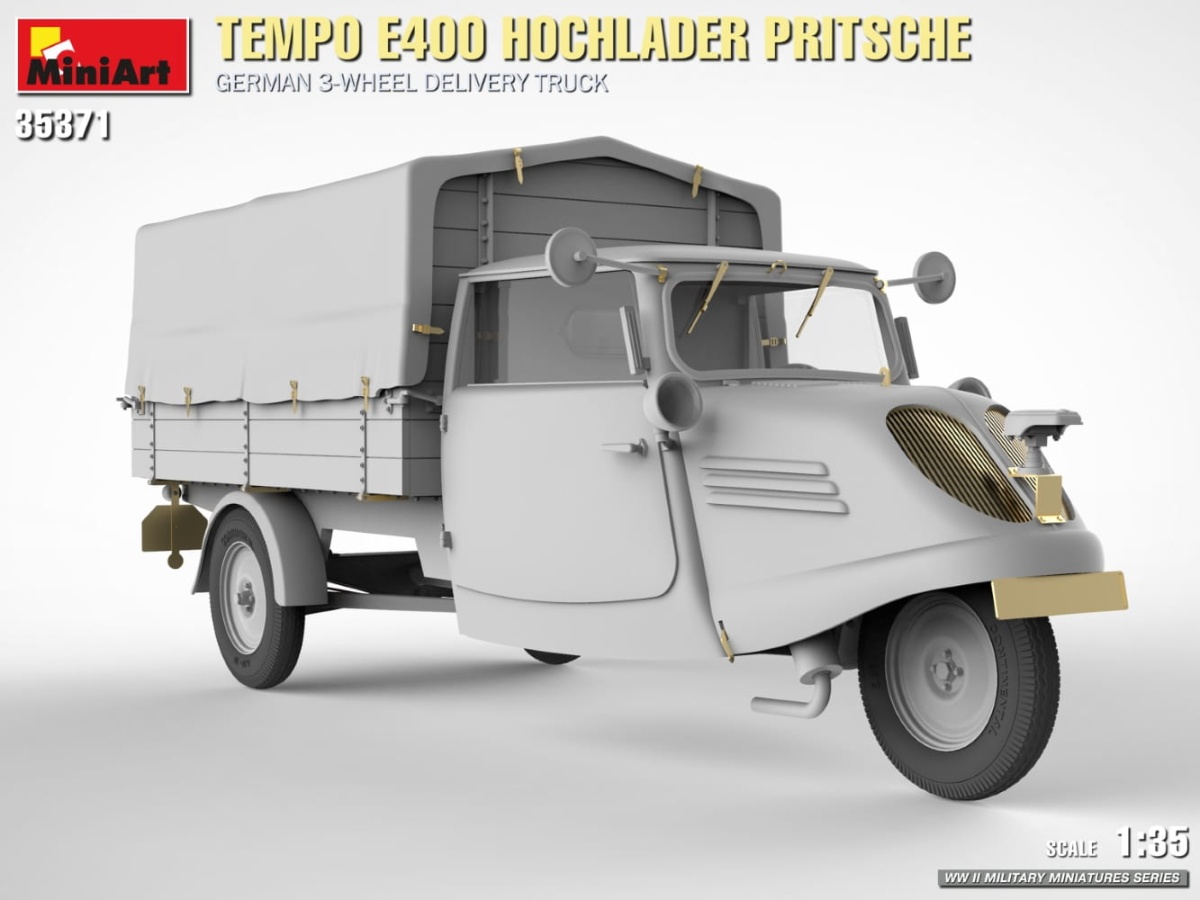 Zdjęcie dodatkowe produktu Tempo E400 Hochlader Pritsche. German 3-wheel Delivery Truck 1:35 MiniArt 35371