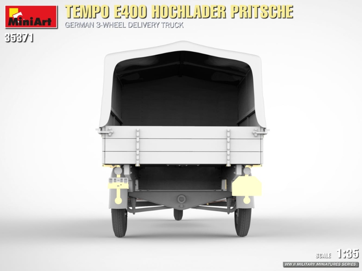 Zdjęcie dodatkowe produktu Tempo E400 Hochlader Pritsche. German 3-wheel Delivery Truck 1:35 MiniArt 35371