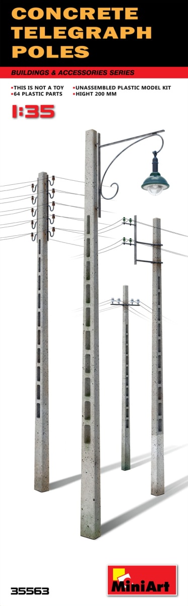 Zdjęcie główne produktu Concrete Telegraph Poles 1:35 MiniArt 35563