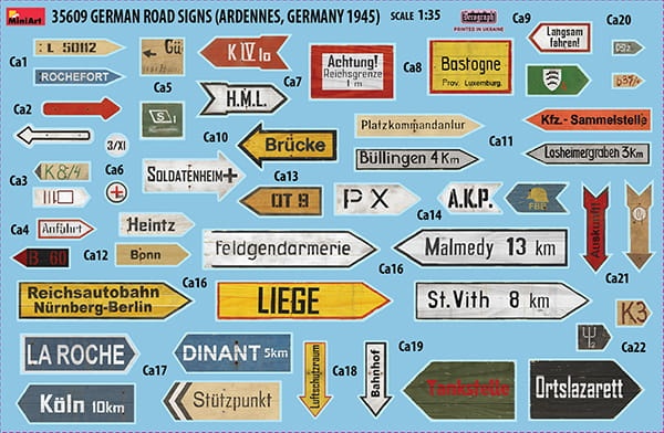 Zdjęcie dodatkowe produktu German Road Signs (ardennes, Germany 1945) 1:35 MiniArt 35609