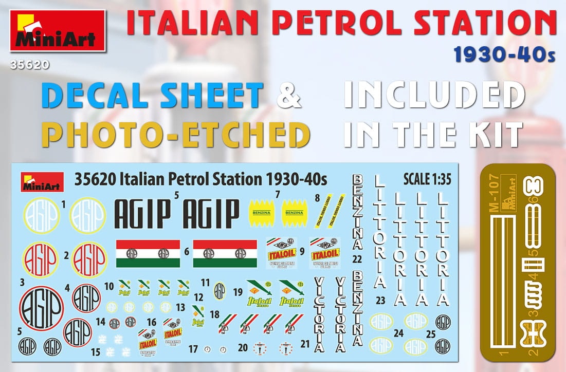 Zdjęcie dodatkowe produktu Italian Petrol Station 1930-40s 1:35 MiniArt 35620