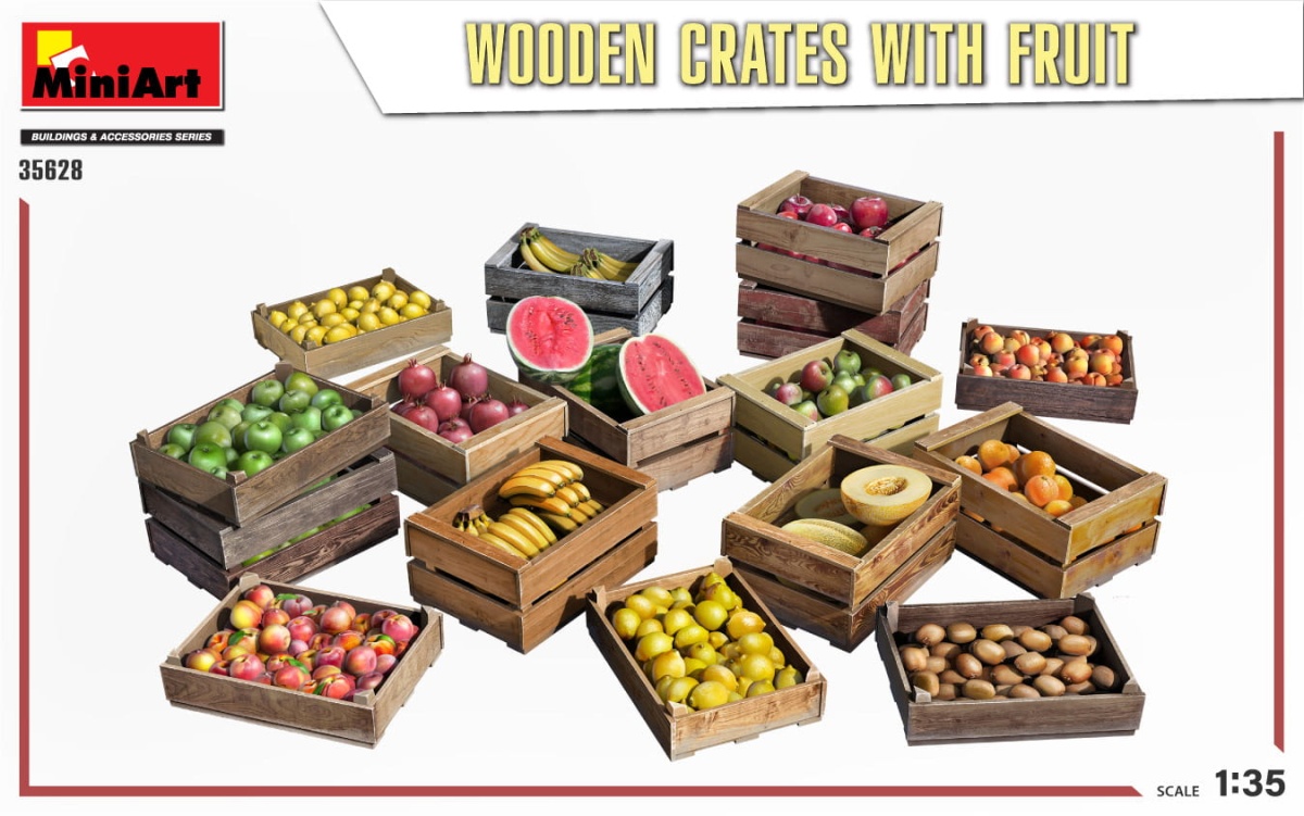 Zdjęcie dodatkowe produktu Wooden Crates With Fruit 1:35 MiniArt 35628