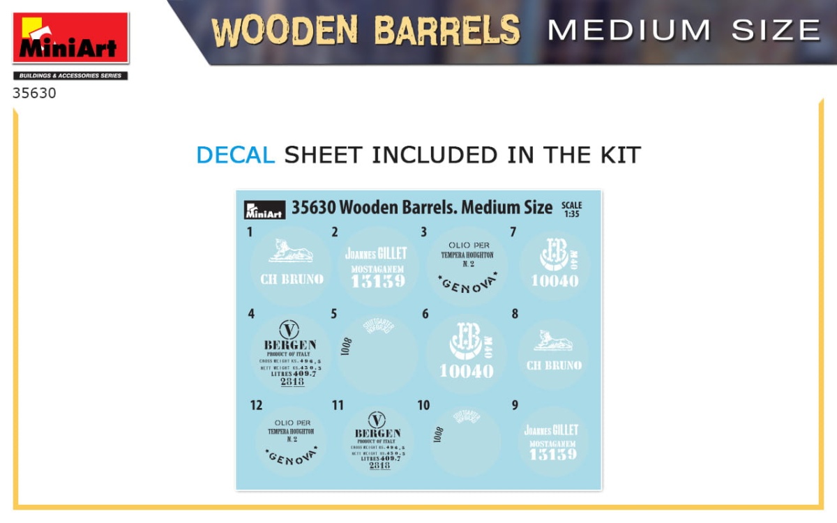 Zdjęcie dodatkowe produktu Wooden Barrels. Medium Size 1:35 MiniArt 35630