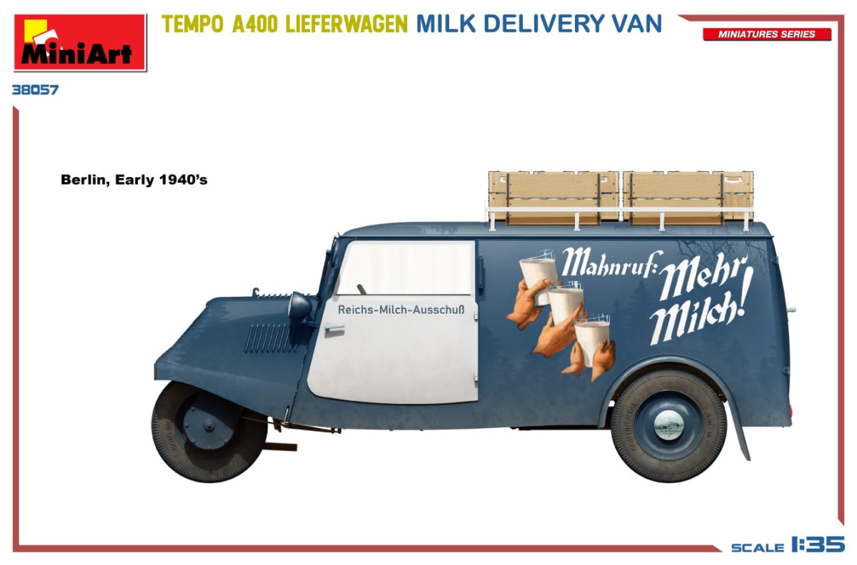 Zdjęcie dodatkowe produktu Tempo A400 Lieferwagen. Milk Delivery Van 1:35 MiniArt 38057