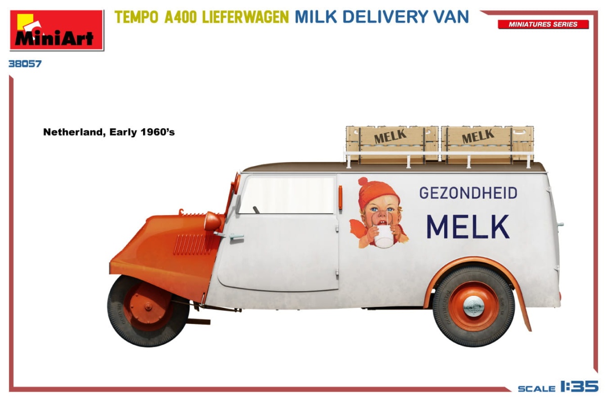 Zdjęcie dodatkowe produktu Tempo A400 Lieferwagen. Milk Delivery Van 1:35 MiniArt 38057
