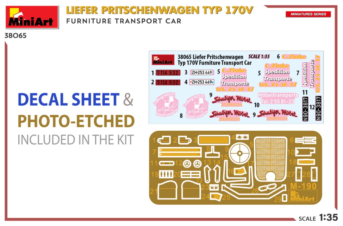 Zdjęcie dodatkowe produktu Liefer Pritschenwagen Typ 170v. Furniture Transport Car 1:35 MiniArt 38065