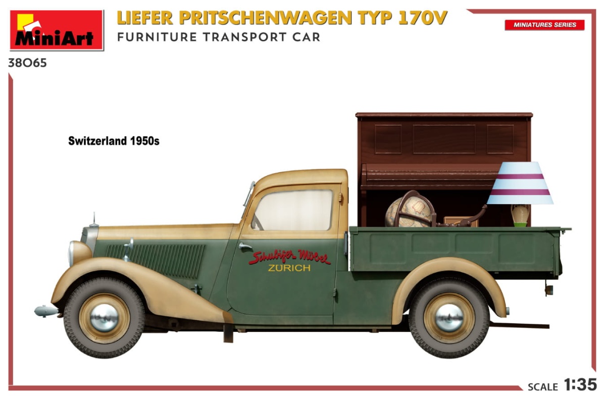 Zdjęcie dodatkowe produktu Liefer Pritschenwagen Typ 170v. Furniture Transport Car 1:35 MiniArt 38065