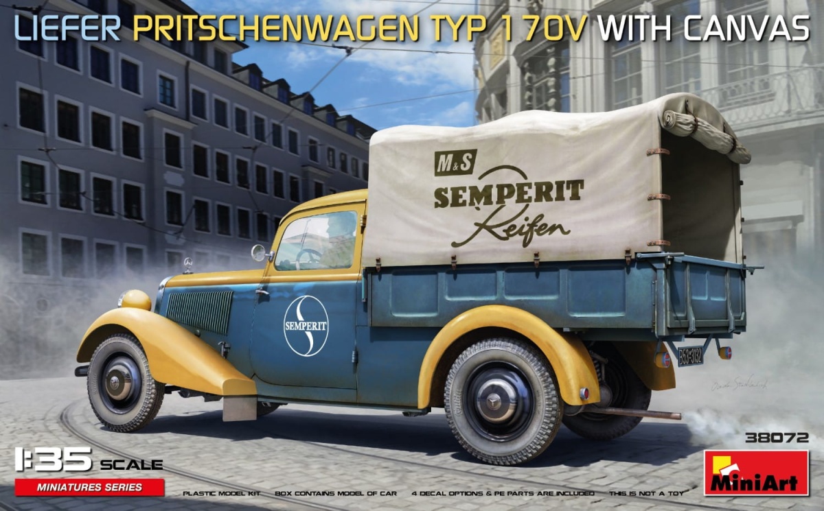 Zdjęcie główne produktu Liefer Pritschenwagen Typ 170v With Canvas 1:35 MiniArt 38072