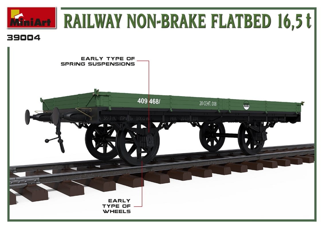 Zdjęcie dodatkowe produktu Railway Non-brake Flatbed 16,5 T 1:35 MiniArt 39004