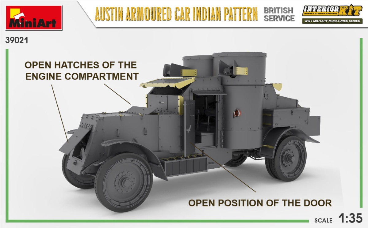 Zdjęcie dodatkowe produktu Austin Armoured Car Indian Pattern. British Service. Interior Kit 1:35 MiniArt 39021
