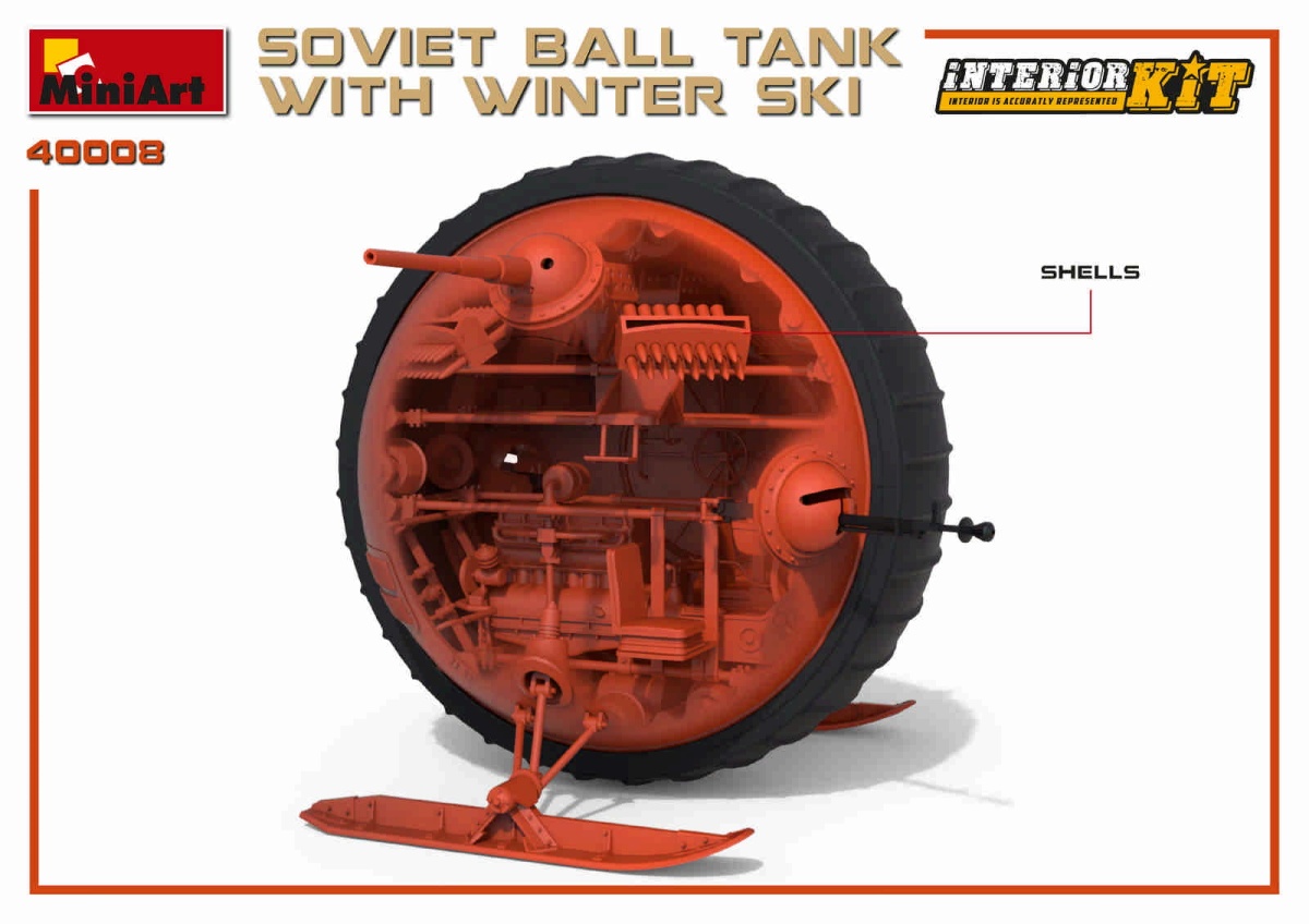 Zdjęcie dodatkowe produktu Soviet Ball Tank W/ Winter Ski. Interior Kit 1:35 MiniArt 40008