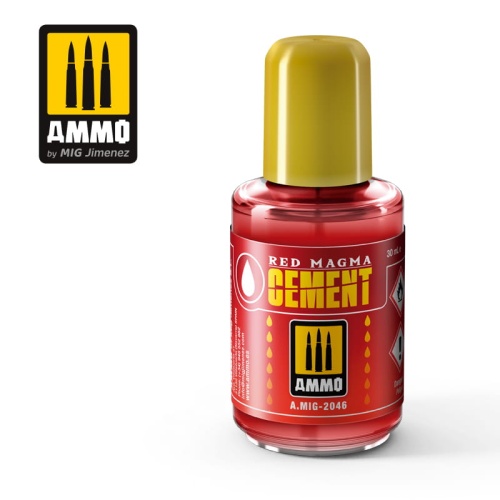 Red Magma Extra Thin 30ml plastic glue Ammo by Mig Jimenez 2046
