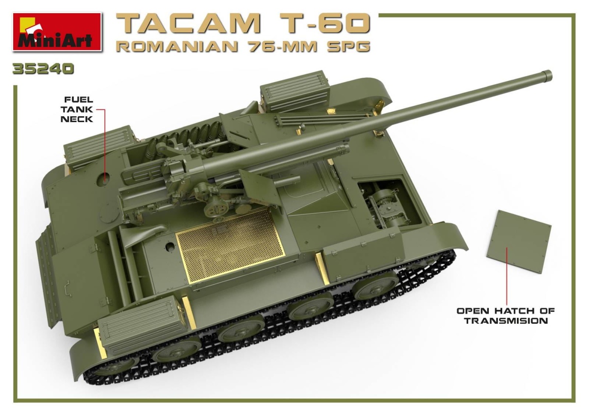 Zdjęcie dodatkowe produktu Romanian 76-mm Spg Tacam T-60 with Interior Kit 1:35 MiniArt 35240