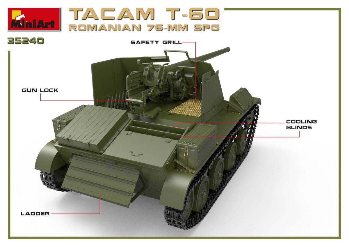 Zdjęcie dodatkowe produktu Romanian 76-mm Spg Tacam T-60 with Interior Kit 1:35 MiniArt 35240