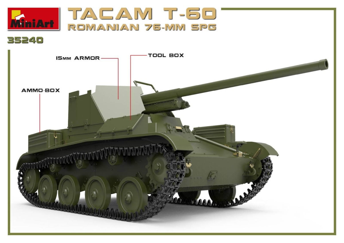 Zdjęcie dodatkowe produktu Romanian 76-mm Spg Tacam T-60 with Interior Kit 1:35 MiniArt 35240