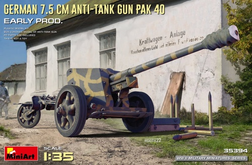 German 7.5cm Anti-tank Gun Pak 40th Early Prod 1:35 MiniArt 35394