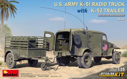 US Army K-51 Radio Truck With K-52 Trailer. Interior Kit 1:35 MiniArt 35418