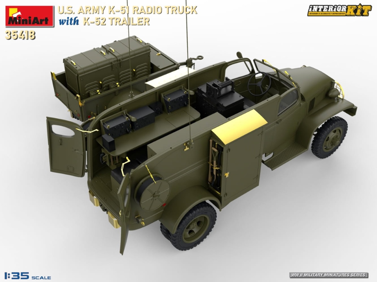 Zdjęcie dodatkowe produktu US Army K-51 Radio Truck With K-52 Trailer. Interior Kit 1:35 MiniArt 35418